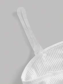 Girlism 青少年女孩內搭背心 2件/包 簡約舒適 抓皺彈性貼身休閒抹胸上衣 - 白色 - 查看 4