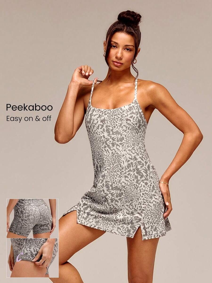 GLOWMODE FeatherFit™-Air Elevate A-Line Built-In Peekaboo Short Pocket Mini Slip Dress Low Impact Daily Summer Quick Dry Moisture Wicking - Multicolor - View 1