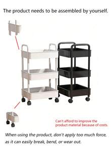 Organizador de maquillaje con ruedas de 3 niveles, carrito de plástico independiente multifuncional con bandeja giratoria, fácil de ensamblar, almacenamiento versátil para oficina, cocina y despensa - Multicolor - Ver 10
