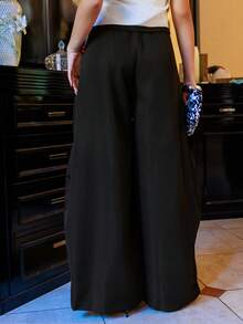 Bela Noronha Women's Summer Vintage Back To School Casual Hippie Street Oversized Black Cargo Pants - Black - View 2