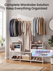 1pc Assembled Wardrobe Cabinet, Reinforced Iron Frame Clothes Rack For Home Bedroom, Clothing & Miscellaneous Storage, Modern Design, Durable - Multicolor - View 1