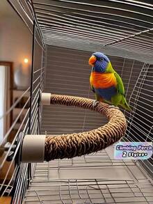 1PC Multifunctional Climbing Chewing Perch Stand Biting Toy Rustic Brown Bird Cage Accessories For Parrots Macaws Cockatiels Lovebirds Conures Hanging Swing Playground Equipment Exercise Promotes Beak Claw Activity - View 2