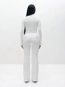 BABYPHAT PULL ON BOOTY LOGO FLARE LEGGINGS - White - View 6