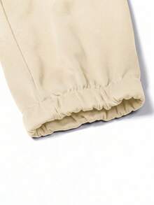 Manfinity Homme Pantalones de chándal casuales de unicolor con cordón en la cintura y bolsillos para uso diario para hombres - Albaricoque - Ver 4