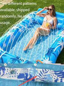 1pc Inflatable Pool Lounge Chair Sunbathing Float Bed With Spray Water Function Extra Large Adult Pool Float With Pillow Auto Spray Cooling 6 In 1 Air Mattress Raft For Pool Party Gift - Multicolor - View 12