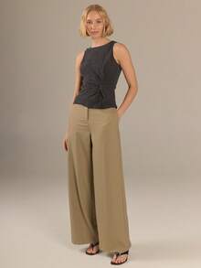 KÆRIA Hus Ruched Asym Tank Top - Textured Stretch - Grey Marle - Comfortable, Modern, Soft Touch, Effortless - Black - View 5