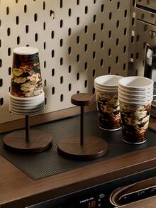 1/4/10 Pack Faux Wood Grain Disposable Cup Holder, ABS Plastic Multipurpose Cup Storage Organizer For Home, Workplace, Bathroom, Cafe & Gathering Use - multicolor - View 5