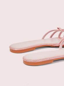 CUCCOO DOLLMOD Women's Shoes, Fine Glitter Pink, Comfortable Flat Sandals, Sweet Style Bow Decoration - Light pink. - View 6