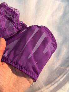 Crystal Vow 1pc Romantic Embroidered Detachable Transparent Strap Underwire Bra - Purple - View 5