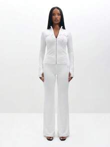 BABYPHAT PULL ON BOOTY LOGO FLARE LEGGINGS - White - View 7