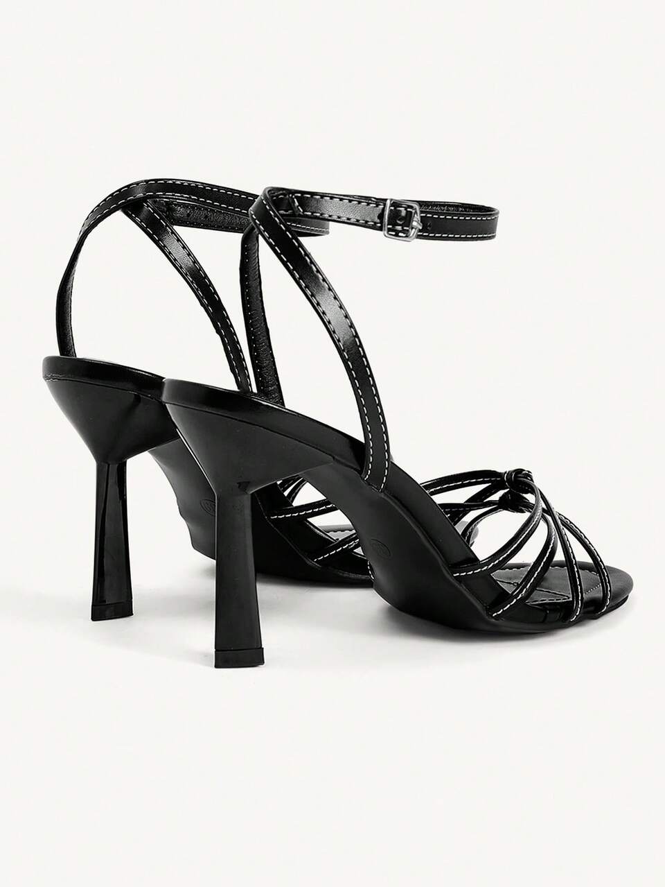 CUCCOO CHICEST Women's Shoes Fashion Kink Strip With Round Toe Open-Toed Ankle Buckle With Stiletto Sandals Women's Elegant Sexy Romantic Temperament Versatile Black