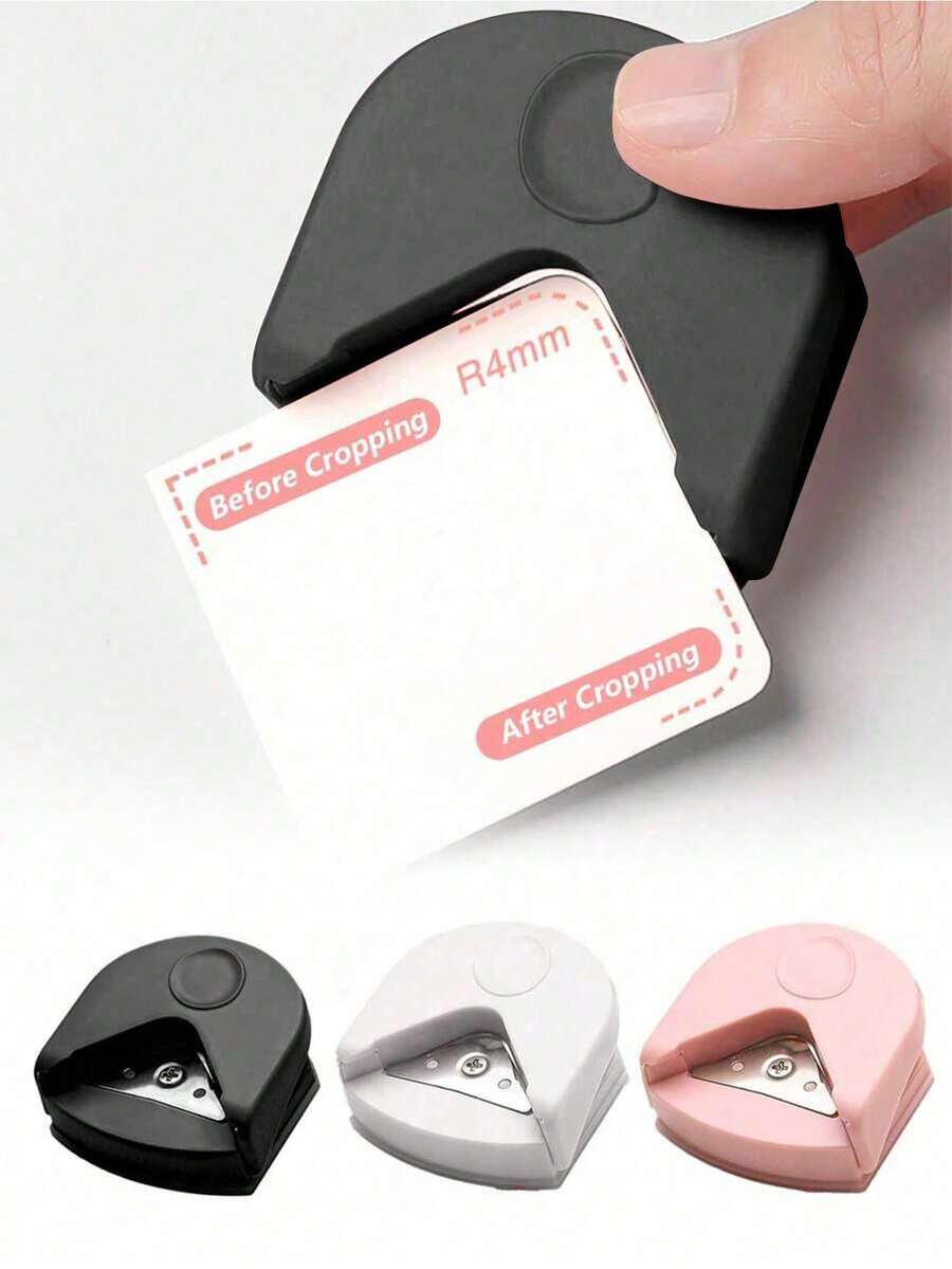 1 pieza Redondeador de esquinas de papel - Herramienta de punzonado de esquinas R4 de 4 mm, Punzón de esquinas R4, Recortadora de papel portátil para tarjetas laminadas, cartulina, scrapbooking, tarjetas fotográficas, manualidades de corte de papel, perforador para oficina, escuela, navidad, regalo - Negro - Ver 1