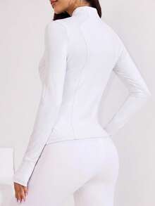 Easithlete Easithlete Women's Solid Color Zipper Casual Versatile Daily Travel Sports Jacket - White - View 5