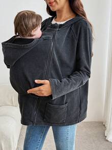 SHEIN Maternity Casual Hooded 3-In-1 Jacket For Spring And Autumn Women Winter Coat Women's Winter Coats Fall - Black - View 6