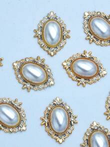 50/30Pcs Oval Crystal Stones And Faux Pearl Decorations, DIY Jewelry Making Supplies For Home And Apparel - multicolor - View 4