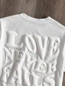 Manfinity Joysei Men's Bubble Letter Print T-Shirt, Simple And Versatile - White - View 3