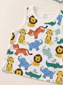 Conjunto de 3 piezas de camisetas sin mangas casuales, simples y cómodas para niños y jóvenes, adecuadas para primavera y verano - Multicolor - Ver 3