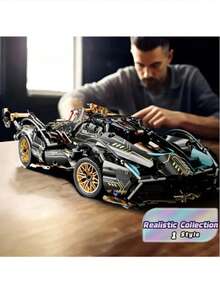 1690-Piece Black Sports Car Building Set - An Easy-To-Assemble Collectible Model, Perfect For Christmas, Halloween, And Birthday Gifts. - Color - View 1