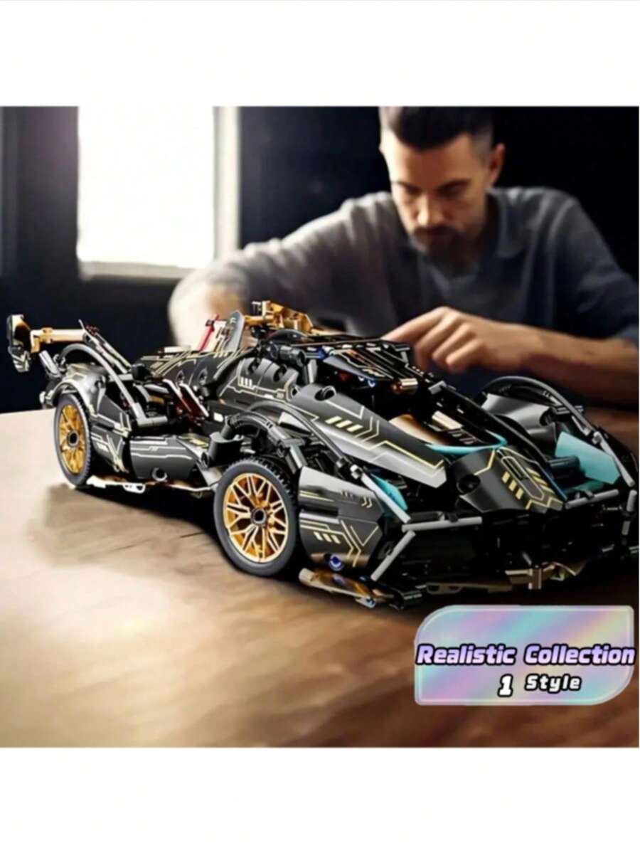 1690-Piece Black Sports Car Building Set - An Easy-To-Assemble Collectible Model, Perfect For Christmas, Halloween, And Birthday Gifts. - Color - View 1