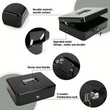 1Pc, Big Size Locking Cash Box Money Tray With 2 Keys, Drawer, Lock Box For Office Business, Box, Saving Money Bank, Metal Material Lock Box, Back To School Gift, 11.8L X 9.5W X 3.5H Inches, Festival,Halloween Decor Back To School - 1PC - View 9