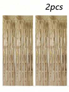3pcs/Set 100*200cm Gold Tassel Ribbon, Curtain Shiny Metallic Texture Design, Suitable For Photography Studio Props, Birthday Party, Bridal Shower, Wedding Decoration, Background Curtain, Party Decoration, Photo Booth Props - multicolor - View 9