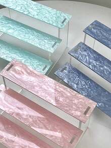 1 kệ trưng bày acrylic hình thang 3 tầng chắc chắn, giá đỡ nhiều chai cho nước hoa, tinh dầu, mỹ phẩm, phong cách hiện đại tối giản, bề mặt gợn sóng, khay lưu trữ bàn trang điểm cho phòng ngủ, cửa hàng nước hoa, salon làm đẹp - Nhiều màu - Xem 10