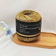 1pc 1.5mm Shiny Gold/Silver Hollow Yarn, Pure Silk Yarn For DIY Crochet, Handmade Crafts, Bags, Dolls, Hats - multicolor - View 6