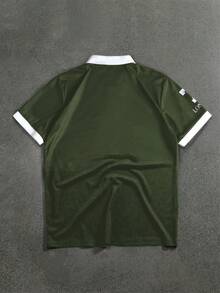 STYNVO 男士字母騎士印花休閒日常短袖 Polo 衫 - 軍綠色 - 查看 2
