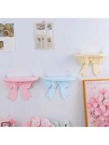 Joivida 1Pc Soft Girl Display Stand, Pink Bow Storage Rack, Wall-Mounted Storage Rack, Girlish Room Decoration - Multicolor - View 5