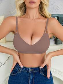 SHEIN Women's Seamless Bra, 1pc - Mocha Brown - View 5