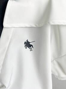 青少年女孩騎士圖案 2 合 1 拼接時尚百搭日常休閒襯衫 - 黑與白 - 查看 8