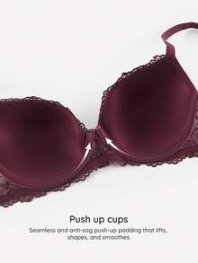 Bralution 1pc Women's Floral Lace Fashion Underwire Bra Lingerie - Purple - View 2