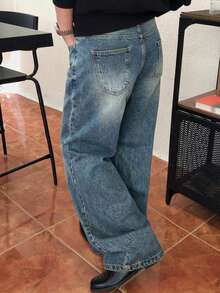 DAZY Celana Jeans Denim Biru Tua Vintage Pria, Musim Gugur - Biru - View 2