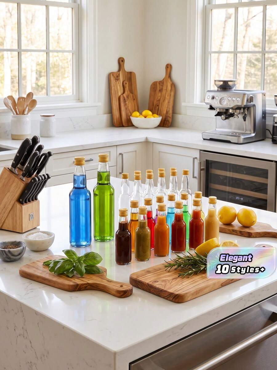 50 piezas Botella de vino pequeña - 25 ml/50 ml/100 ml/150 ml Botella de plástico, Botella de helado de plástico, Botella pequeña para celebraciones y fiestas, Botella de mini jugo para bodas y fiestas, Accesorios portátiles para el Día Nacional