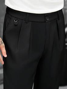 SLATEMANN Men's Solid Color Casual Versatile Daily Travel Long Pants With Pockets - Black - View 5