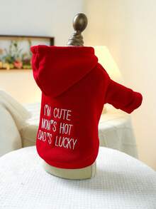 PETSIN 1pc Pet Hoodie, Cat And Dog Universal Clothing, Embroidered Letter Red Casual Hoodie, Suitable For Small Dogs To Wear At Home And For Daily Outings - Red - View 7