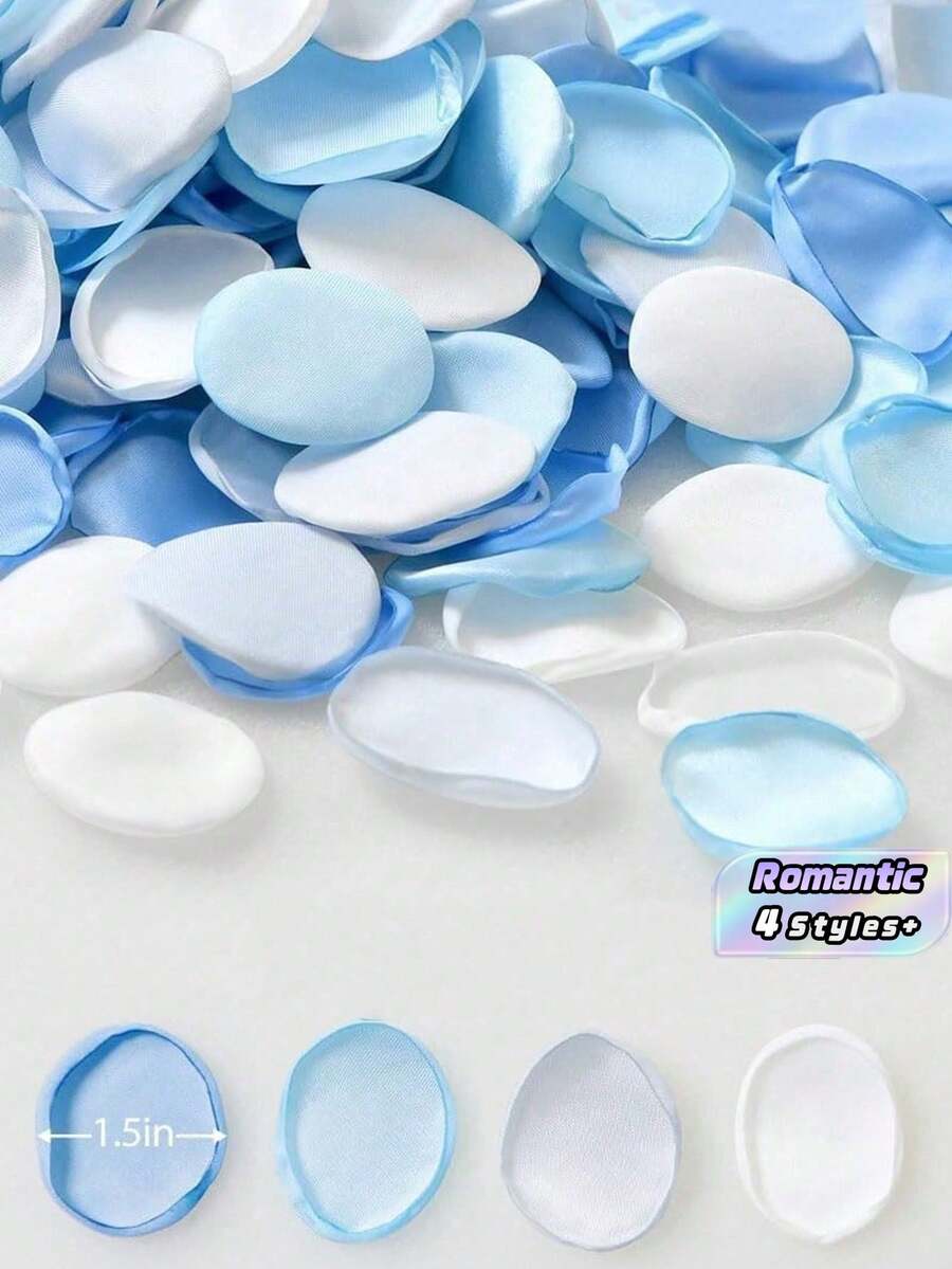 50/100/300/500Pcs Set Silk Sky Blue Mixed Rose Petals, Artificial Flower Petals For Wedding Aisle, Proposal, Bridal Shower, Table Decor