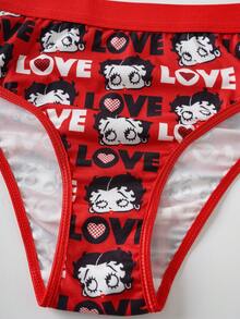 Betty Boop x SHEIN Collaboration Women's Lingerie Set - Red - View 6