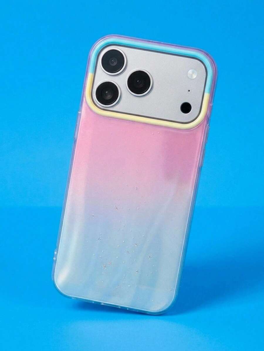 ShellaStory Funda de teléfono con patrón de estrella degradada y color contrastante brillante, compatible con iPhone 17 Pro Max, 17 Pro, 17, 16 Pro Max, 16 Pro, 16, 15 Pro Max, 15 Pro, 15, 14 Pro Max, 14 Pro, 14, 13, 12 Pro Max, 13, 12 Pro, 11, protección simple para la parte trasera - Azul rosa - Ver 1