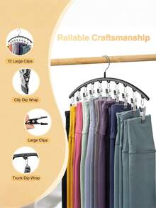 2PCS Black Metal Hangers With 10 Sturdy Clips Space Saving Hanging Closet Organizer For Scarves Ties Belts Pants Skirts Storage Durable Rustproof Non Slip Strong Load Capacity Maximize Vertical Space For Bedroom Laundry Entryway Apartment Dorm Use - Black - View 2