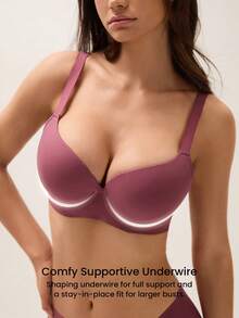 LUVLETTE Dream Curve Support+ Side Support Rose Color Underwire Push Up T-Shirt Basic Comfortable No-Show Seamless Must-Haves Bra - Rusty Rose - View 5