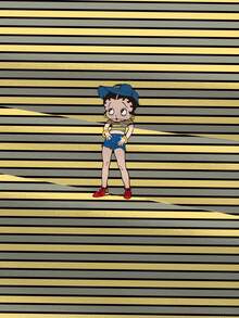 Betty Boop x SHEIN 女款條紋卡通印花休閒日常短袖T恤 - 白色 - 查看 4