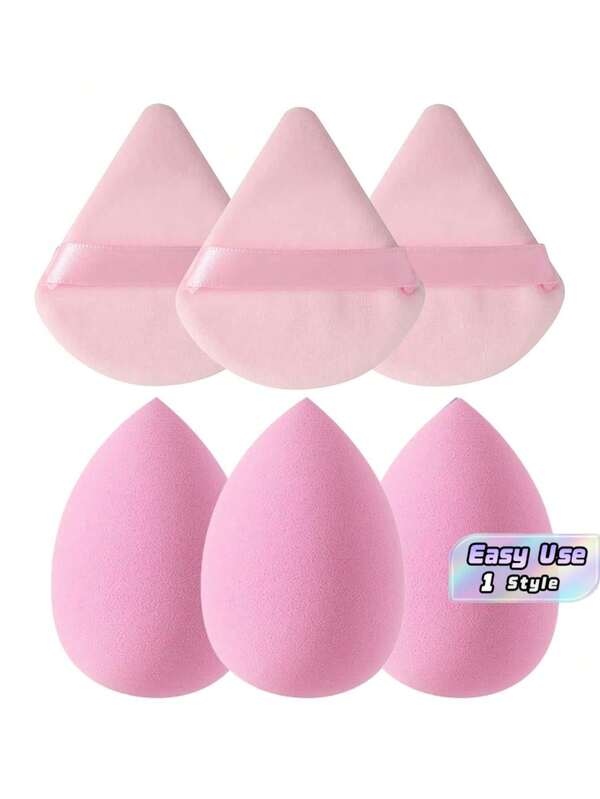 6Pcs Soft Triangle Makeup Puffs, For Cream And Powder Concealer, Facial Cosmetic Tools For Daily Face Makeup