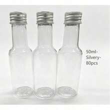 50 piezas Botella de vino pequeña - 25 ml/50 ml/100 ml/150 ml Botella de plástico, Botella de helado de plástico, Botella pequeña para celebraciones y fiestas, Botella de mini jugo para bodas y fiestas, Accesorios portátiles para el Día Nacional - Dorado - Ver 20