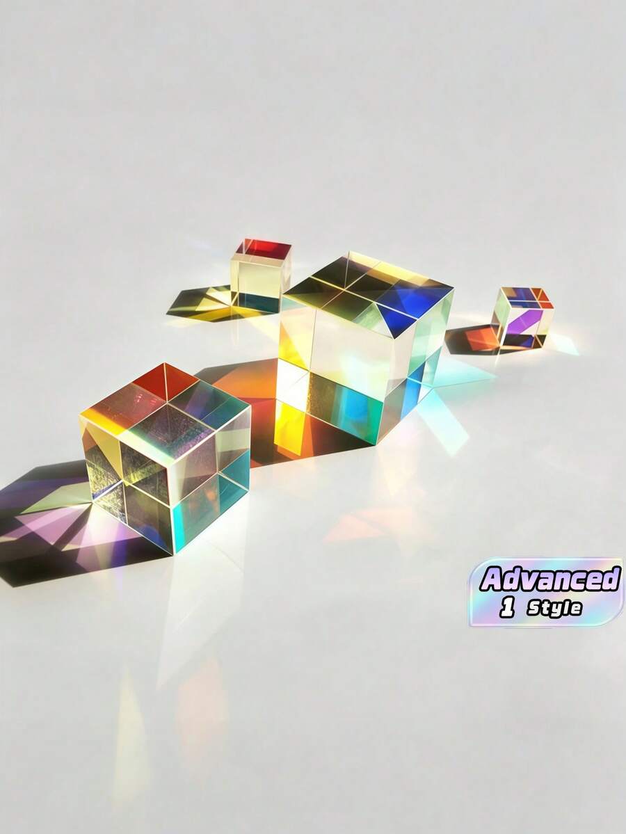 1 buah Prisma Kristal Buatan Berwarna, Kubus X Kaca Optik, Dispersi Kombinasi RGB, Hadiah Edukatif, Cocok untuk Usia 14 Tahun ke Atas, Warna Campuran, Bahan Kaca, Prisma Unik - Kristal Kubus Rubik - View 1
