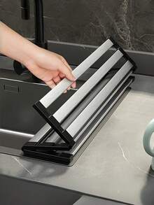 1 PC Foldable Roll Up Collapsible Rust Proof Moisture Control Water Drainage Hooks Kitchen Sink Drain Board Drying Rack Over Sink Dish Drying Mat For Countertop Space Saving Home Kitchen Organizer Multipurpose - multicolor - View 5