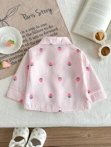 SHEIN Baby Girl Casual Plaid Korean Style Fresh Cute Long Sleeve Shirt Blouse, Suitable For Spring, Autumn, Winter, Versatile For Outings And Everyday Wear - Pink - View 2