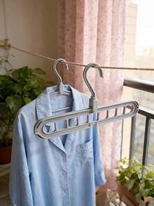 3PCS Heavy Duty Plastic 9 Holes Foldable Hangers Space Saving Non Slip Anti Scratch 360 Rotating Hook Lightweight Durable Closet Organizer For Room Wardrobe Dorm Home Storage Stackable Portable Travel Essential Multipurpose Sturdy Grey Hangers - Multicolor - View 4