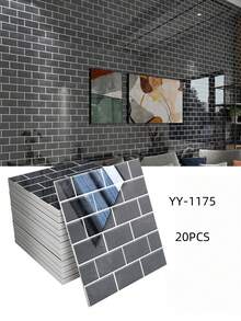 20片裝 3D牆面貼紙，仿瓷磚貼紙，防水防潮，適用於浴室與廚房 - 20pcs - 查看 12