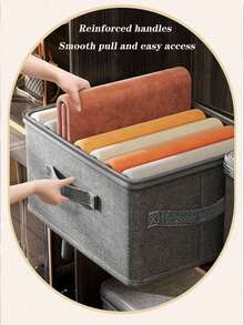 1pc Clothes Storage Box, Foldable Oxford Cloth Drawer Style Clothing Storage Box, No Compartment Closet Organizer For Jeans, Sweaters, Etc. Decorations Autumn Decor Festival Decor Room Decor Home Decor Fall Decor Bedroom Decor - Grey - View 7